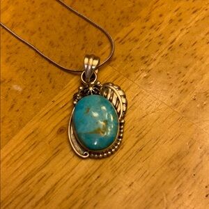 Turquoise and Silver Pendant Necklace